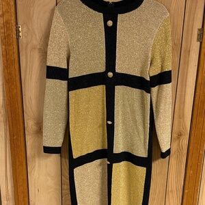 Vintage Angi The Knit Salon Gold and Black Knit Dress